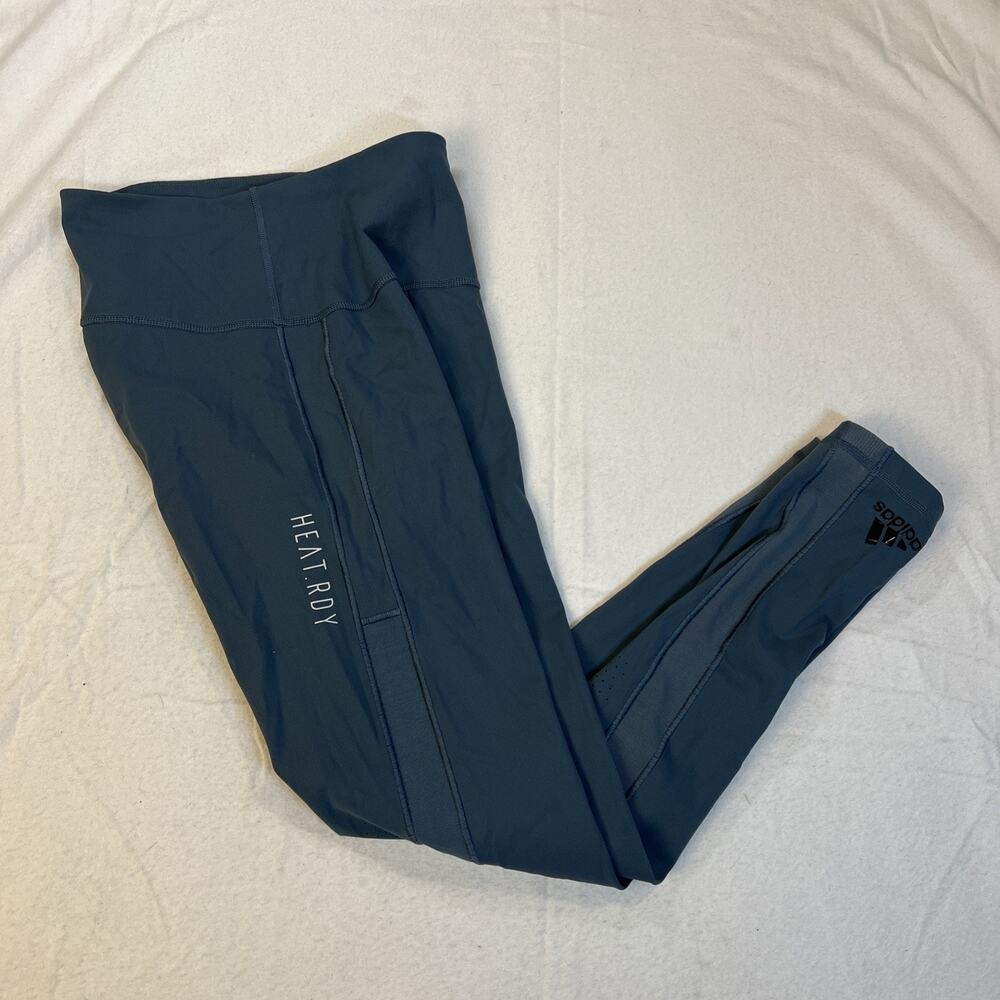 Adidas Heat Roy Gray Blue Ankle Leggings Size Xsmall Performance‎ Sheer Details